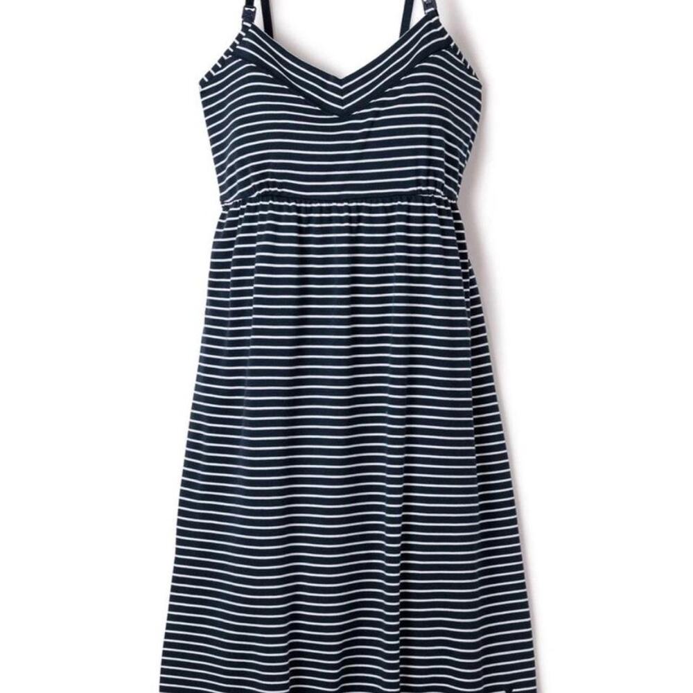 Petite Plume Pima Cotton Maternity Nursing Nightgown Navy Blue Size Small